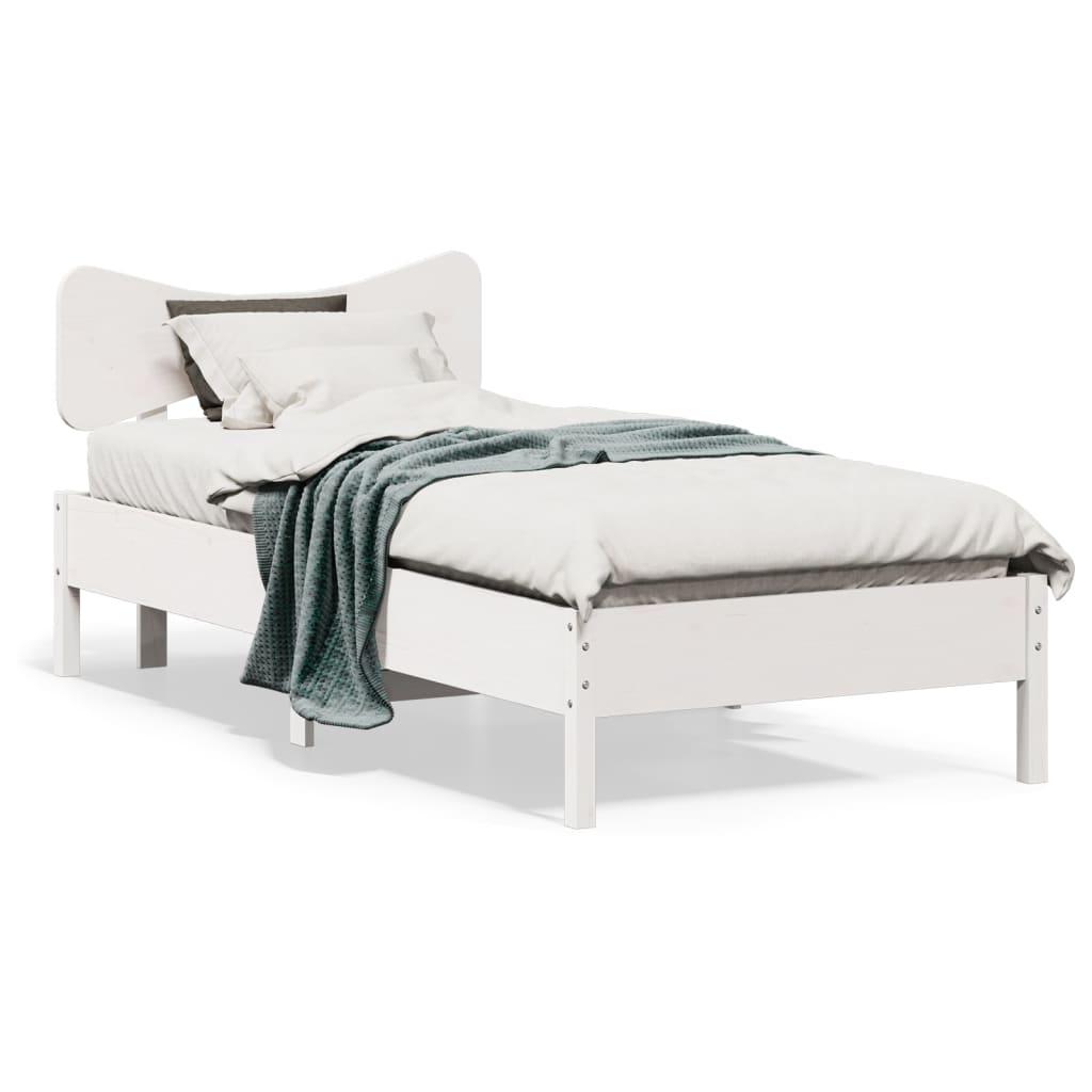 Sengeramme Uden Madras Massivt Fyrretræ - Hvid / 100 x 200 cm