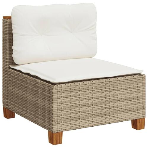Sofamodul til haven med hynder polyrattan beige