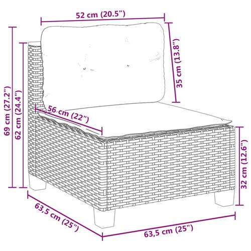 Sofamodul til haven med hynder polyrattan beige