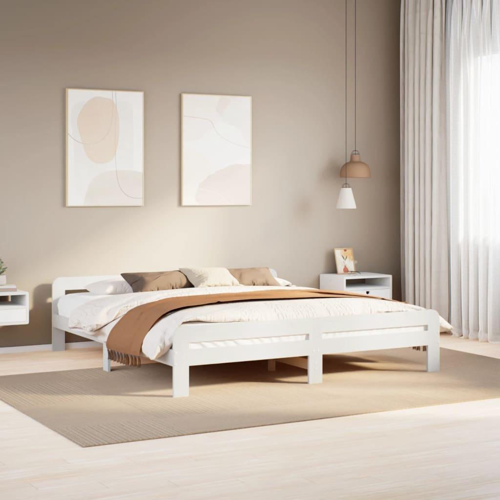Sengeramme Uden Madras Massivt Fyrretræ - Hvid / 180 x 200 cm