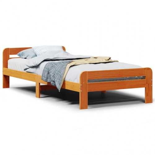 Sengeramme 75 x 190 cm i massivt fyrretræ - gyldenbrun
