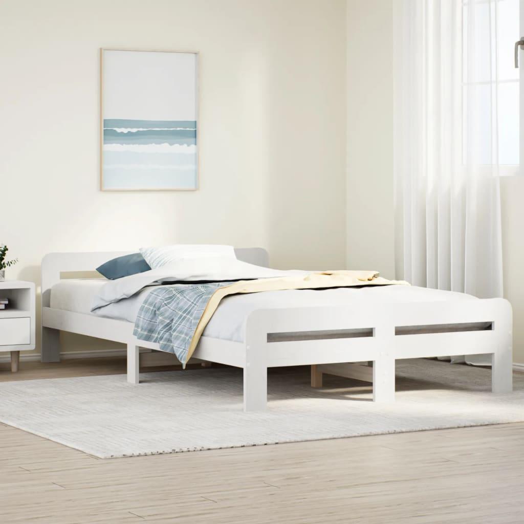 Sengeramme uden madras 120x190 cm massivt fyrretræ hvid