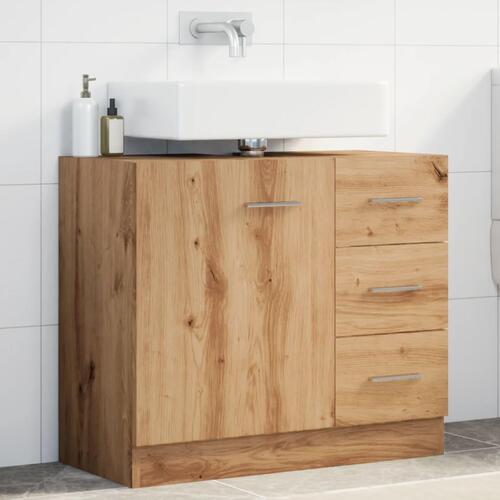 Underskab til vask 63x30x54 cm konstrueret træ gammelt eg