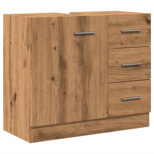 Underskab til vask 63x30x54 cm konstrueret træ gammelt eg