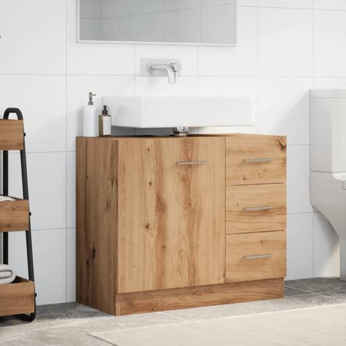Underskab til vask 63x30x54 cm konstrueret træ gammelt eg