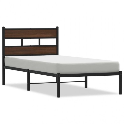 Sengeramme med sengegavl 75 x 190 cm uden madras - brun egetræsfarve