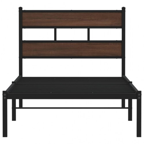Sengeramme med sengegavl 75 x 190 cm uden madras - brun egetræsfarve