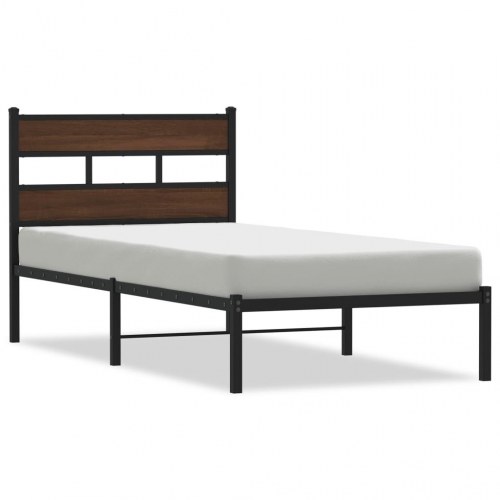 Sengeramme med sengegavl 90 x 190 cm - brun egetræsfarve