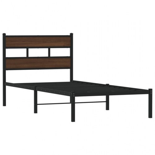 Sengeramme med sengegavl 90 x 190 cm - brun egetræsfarve
