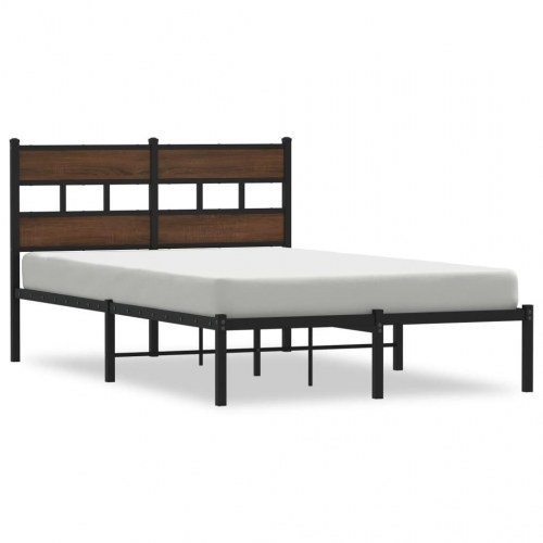 Sengeramme med sengegavl 120 x 190 cm uden madras - brunt egetræ