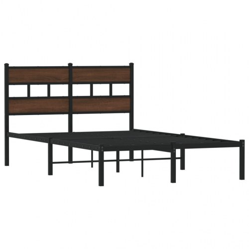 Sengeramme med sengegavl 120 x 190 cm uden madras - brunt egetræ