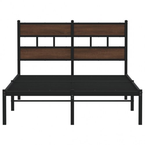 Sengeramme med sengegavl 120 x 190 cm uden madras - brunt egetræ