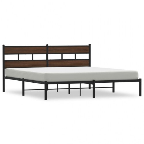 Sengeramme med sengegavl 193 x 203 cm uden madras - brunt egetræ