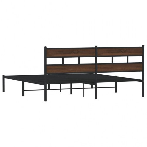 Sengeramme med sengegavl 193 x 203 cm uden madras - brunt egetræ