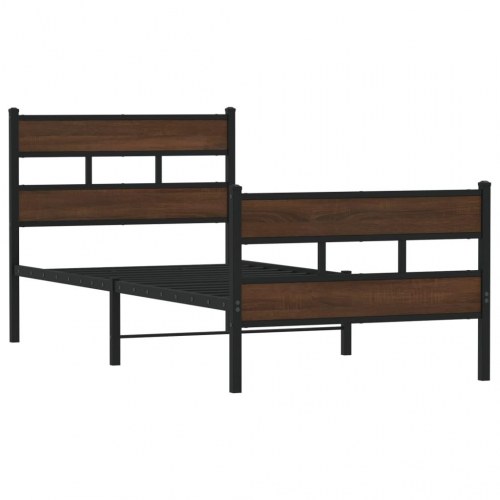 Sengeramme med sengegavl 90 x 200 cm uden madras - brun egetræ