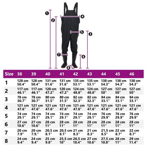 Waders med støvler str. 44 sort