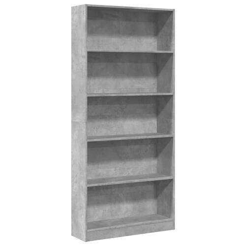 Bogreol 80x24x176 cm konstrueret træ betongrå