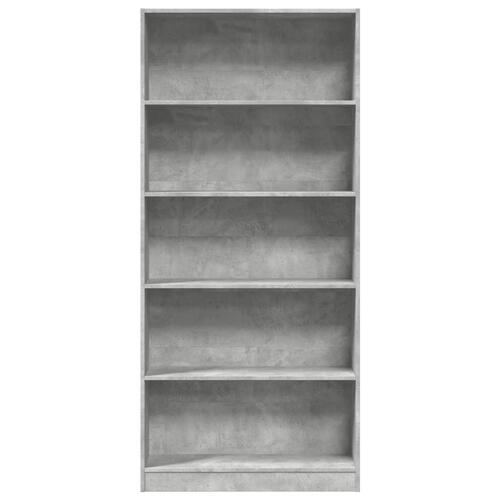 Bogreol 80x24x176 cm konstrueret træ betongrå