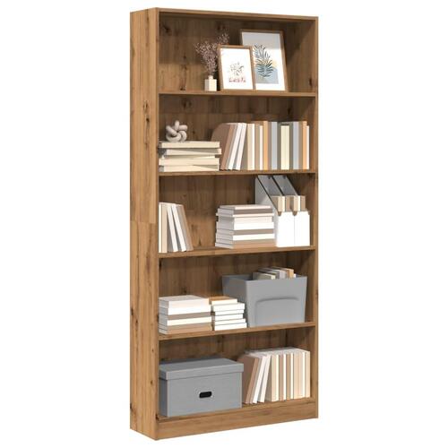 Bogreol 80x24x176 cm konstrueret træ egetræsfarve