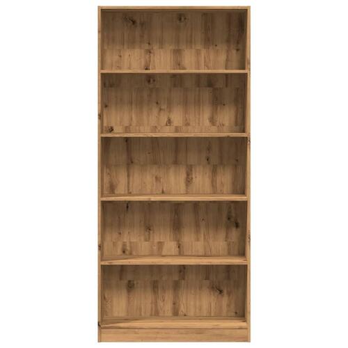 Bogreol 80x24x176 cm konstrueret træ egetræsfarve
