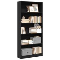 Bogreol 80x24x176 cm konstrueret træ sort