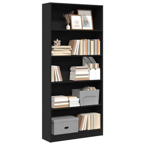 Bogreol 80x24x176 cm konstrueret træ sort