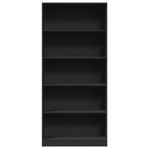 Bogreol 80x24x176 cm konstrueret træ sort