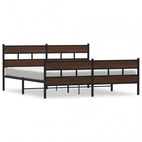 Sengeramme uden madras 183 x 213 cm i metal - brun egetræsfarve