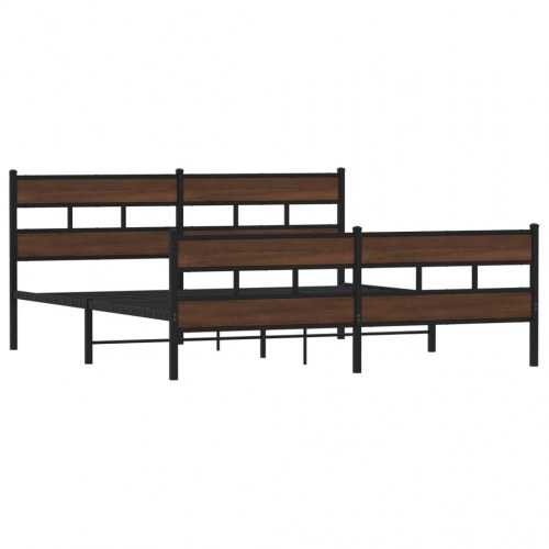 Sengeramme uden madras 183 x 213 cm i metal - brun egetræsfarve