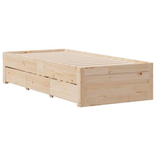 Sengeramme uden madras med skuffer 90x200 cm massivt fyrretræ