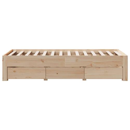 Sengeramme uden madras med skuffer 90x200 cm massivt fyrretræ