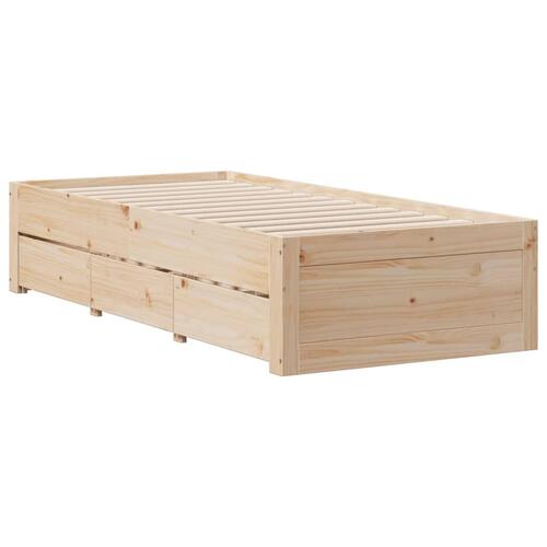 Sengeramme uden madras med skuffer 90x200 cm massivt fyrretræ