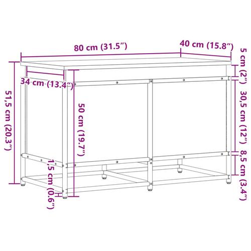 Opbevaringsboks med låg 80x40x51,5 cm konstrueret træ brunt eg