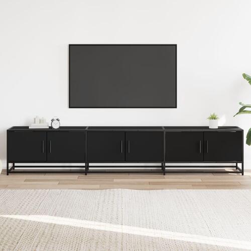 Tv-bord 210x35x41 cm konstrueret træ sort