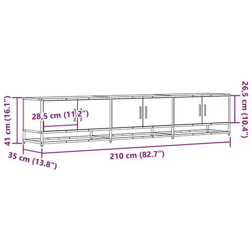 Tv-bord 210x35x41 cm konstrueret træ sort