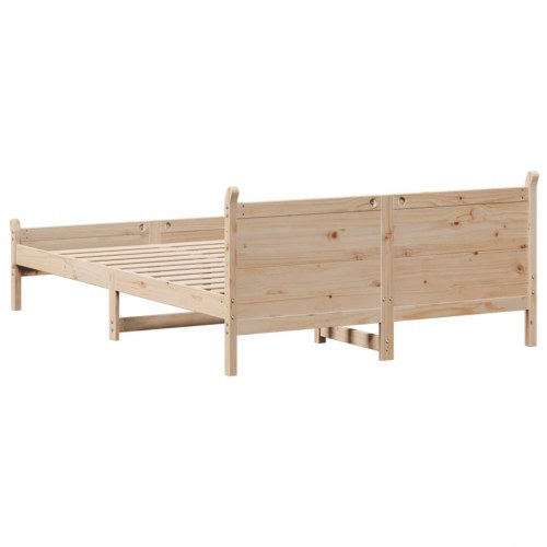 Sengeramme med lamelbund 135 x 190 cm i massivt fyrretræ
