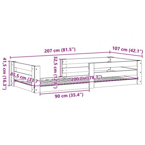 Sengeramme 100x200 cm i massivt fyrretræ