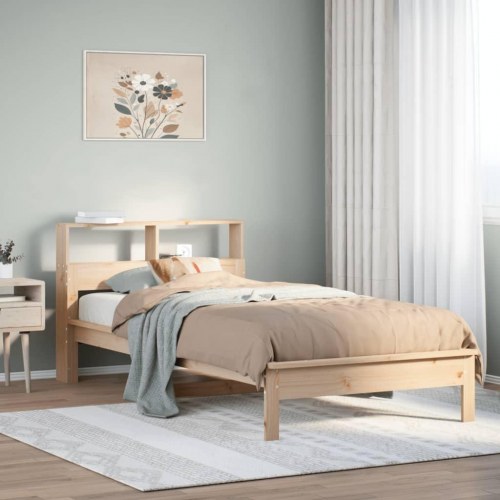 Seng med reolgavl uden madras 100 x 200 cm i massivt fyrretræ