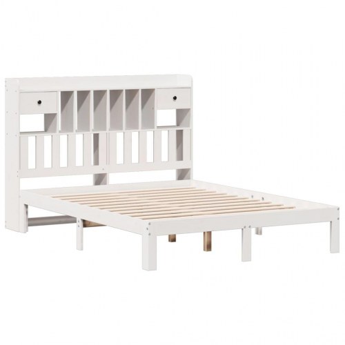 Seng med reolgavl uden madras 140 x 190 cm - hvid