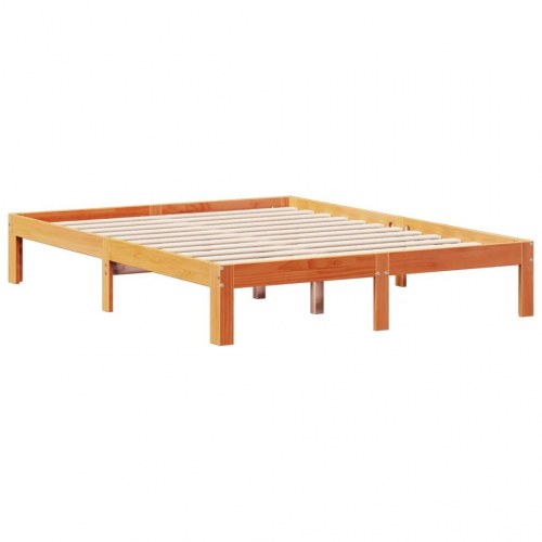 Seng med reol 140x200 cm - massivt fyrretræ, gyldenbrun (uden madras)