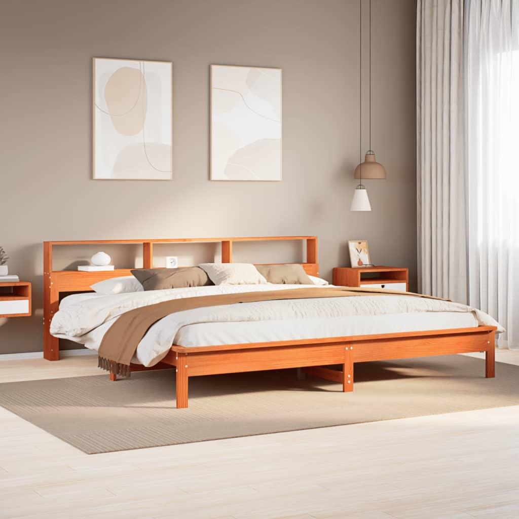 Seng Med Reol Uden Madras Massivt Fyrretræ - Gyldenbrun / 180 x 200 cm