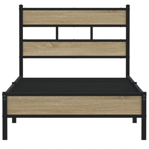 Sengeramme 80 x 200 cm i stål og konstrueret træ - sonoma-eg