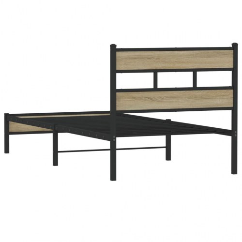 Sengeramme 80 x 200 cm i stål og konstrueret træ - sonoma-eg