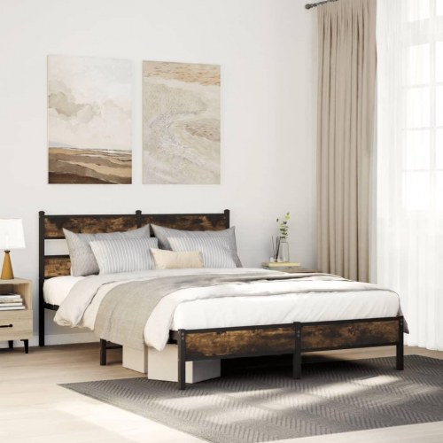 Sengeramme 107 x 203 cm uden madras - røget egetræ