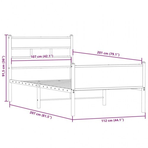 Sengeramme 107 x 203 cm uden madras - røget egetræ