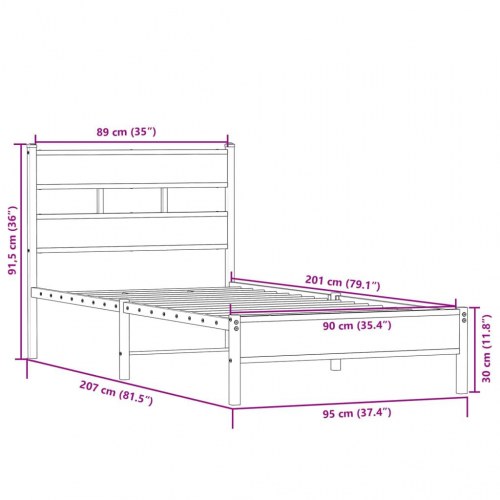 Sengeramme 90 x 200 cm - sonoma-eg