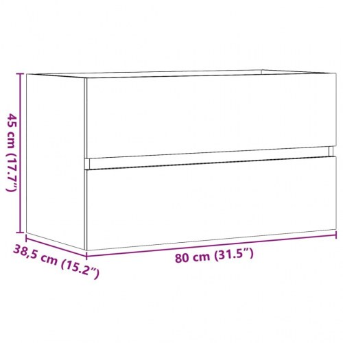 Væghængt badeværelsesskab 80 x 38,5 x 45 cm - betongrå