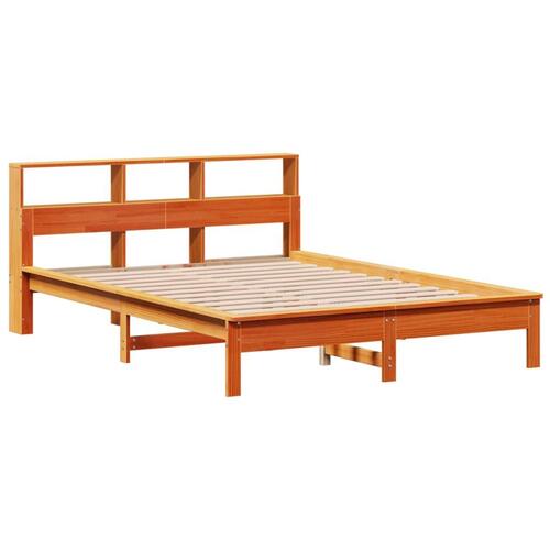Seng med reol uden madras 150x200cm massivt fyrretræ gyldenbrun