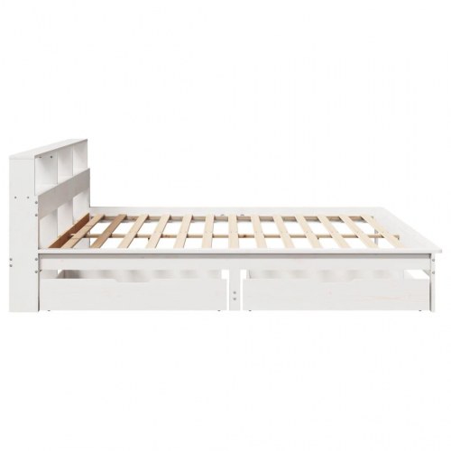 Seng med reol uden madras 180x200 cm massivt fyrretræ hvid