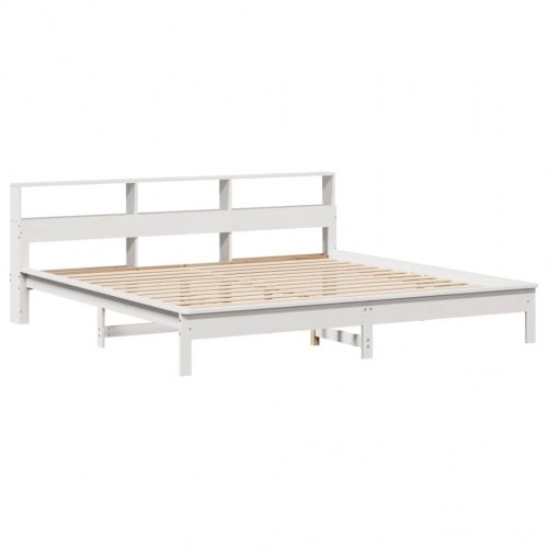 Seng med reol uden madras 180x200 cm massivt fyrretræ hvid